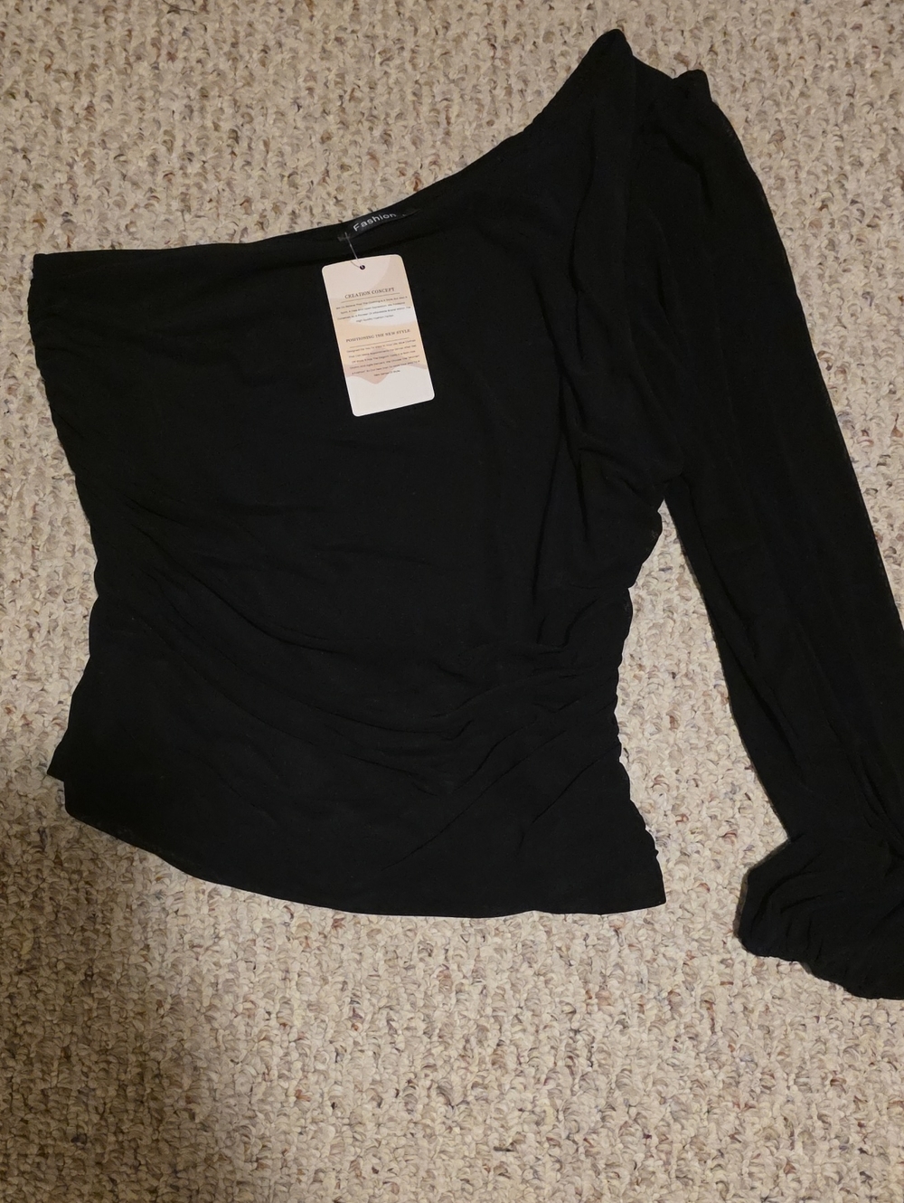 Fashion One-Shoulder Black Women's Top